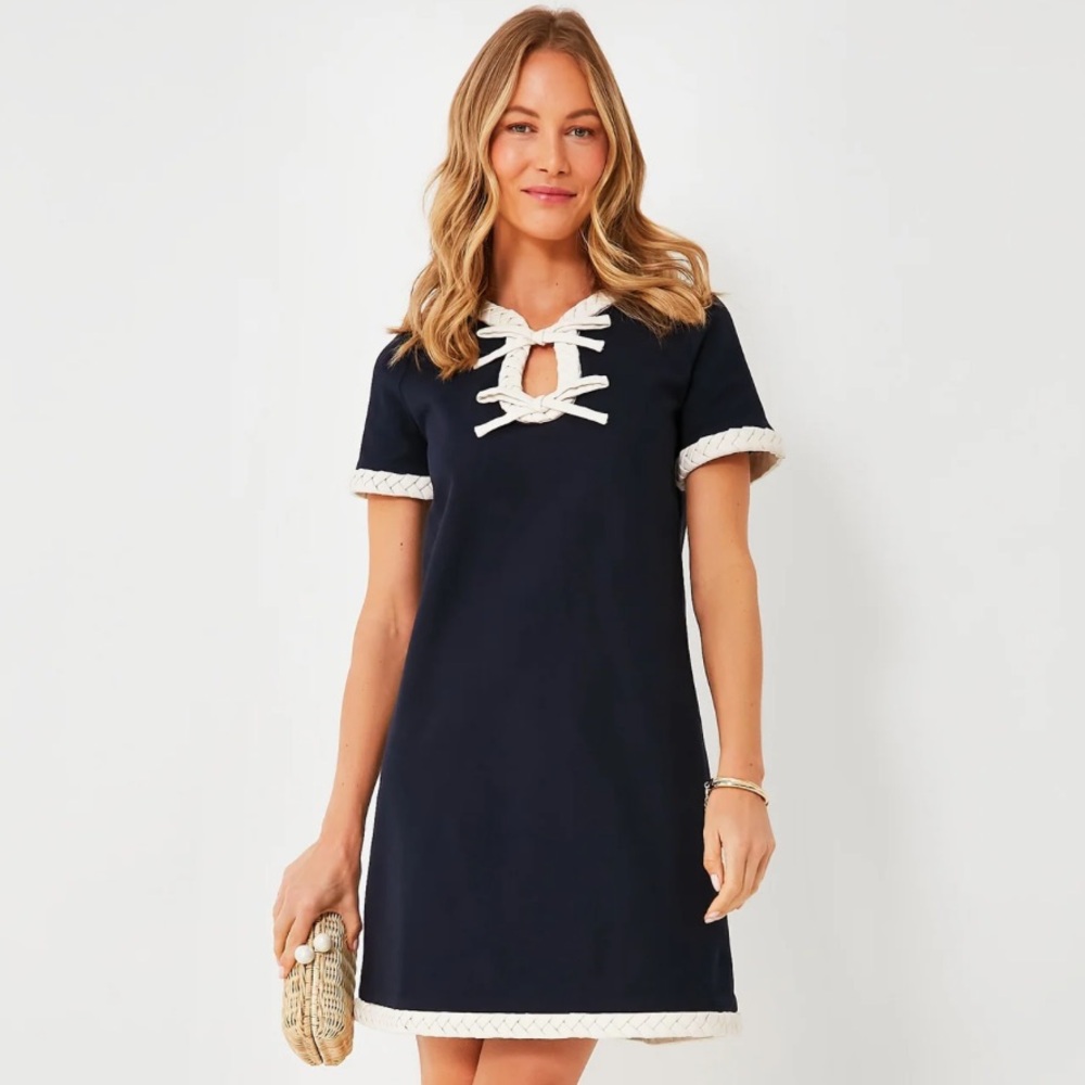Tuckernuck Navy Dress with White Bow Detail